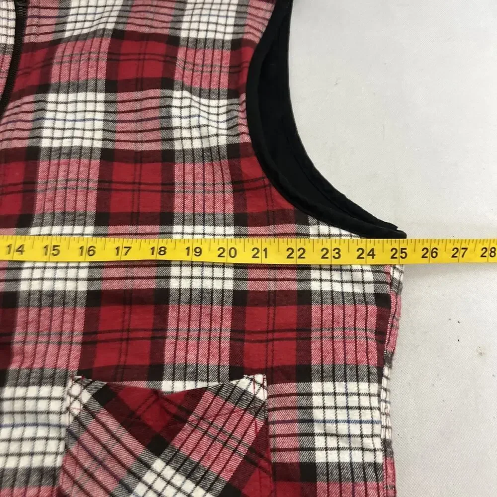 Vintage Marlboro Country Store Vest Mens Large Red Plaid Reversible Quilted 90s